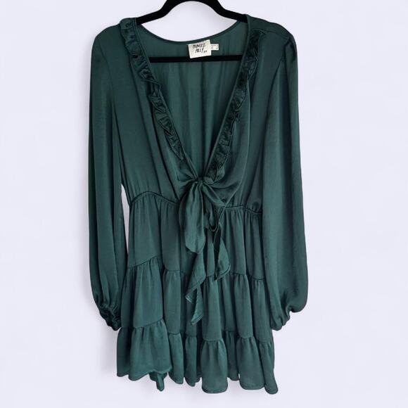 Princess Polly Emerald Green Randi Mini Wrap Dress size 12 - Picture 1 of 5